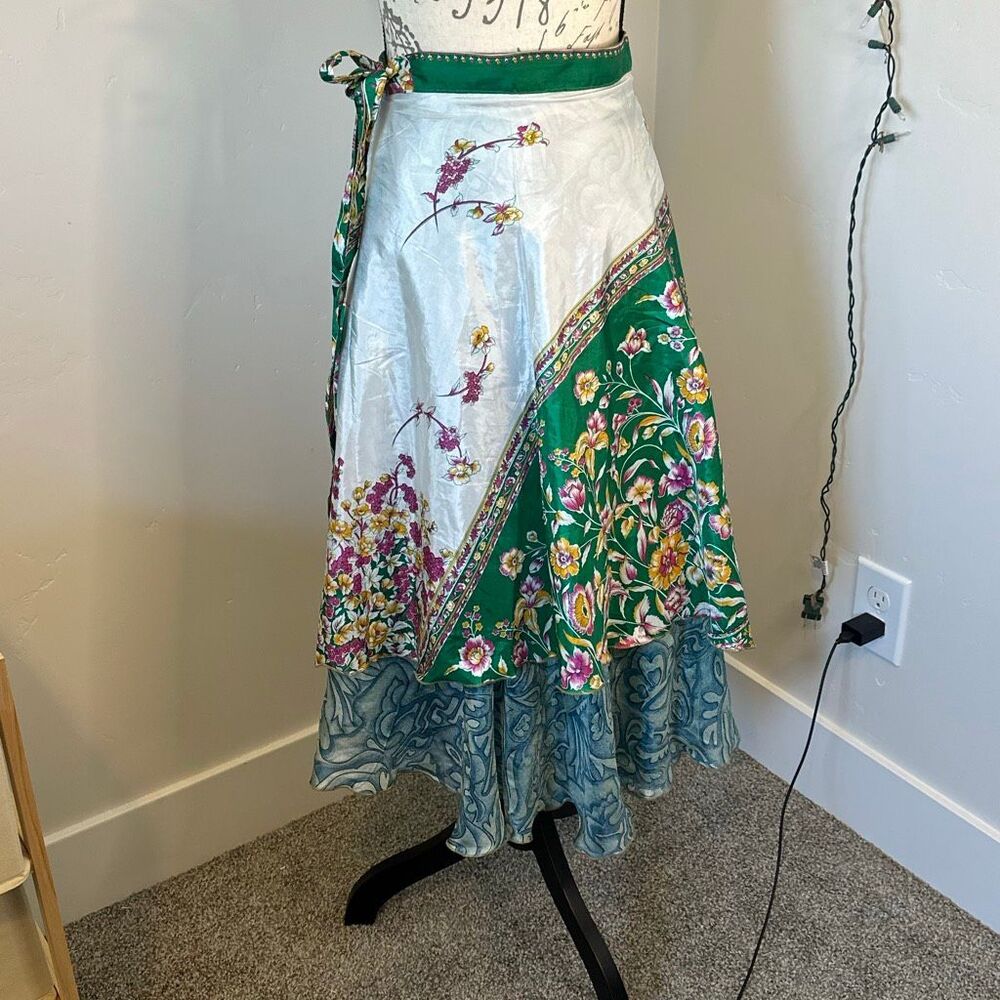 Urban Nomad Silk Wrap Around Reversible Skirt Bobo Hippie